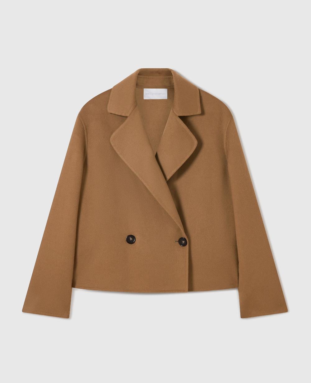 stella Double-Breasted Cropped Peacoat Jacket