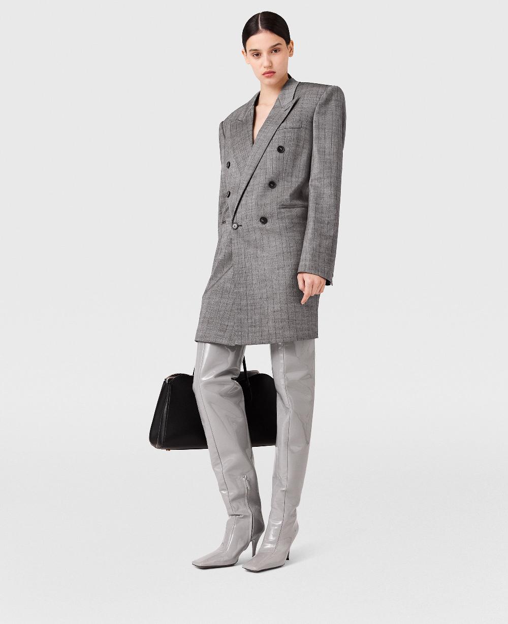 Stella Double-Breasted Pinstripe Blazer Mini Dress