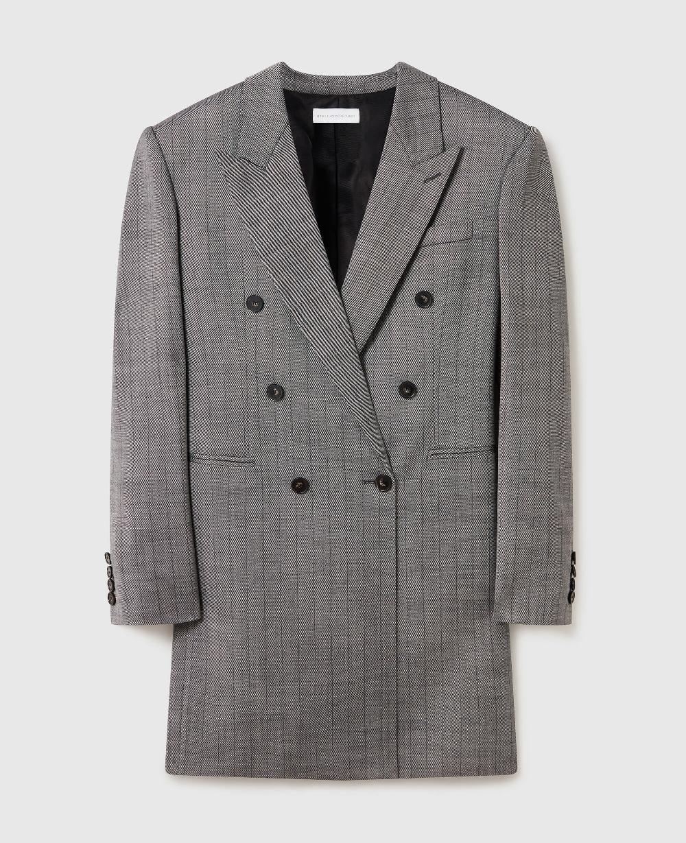 stella Double-Breasted Pinstripe Blazer Mini Dress