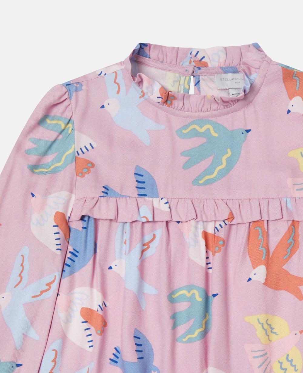 Stella Dove Print Pleated Long-Sleeve Top