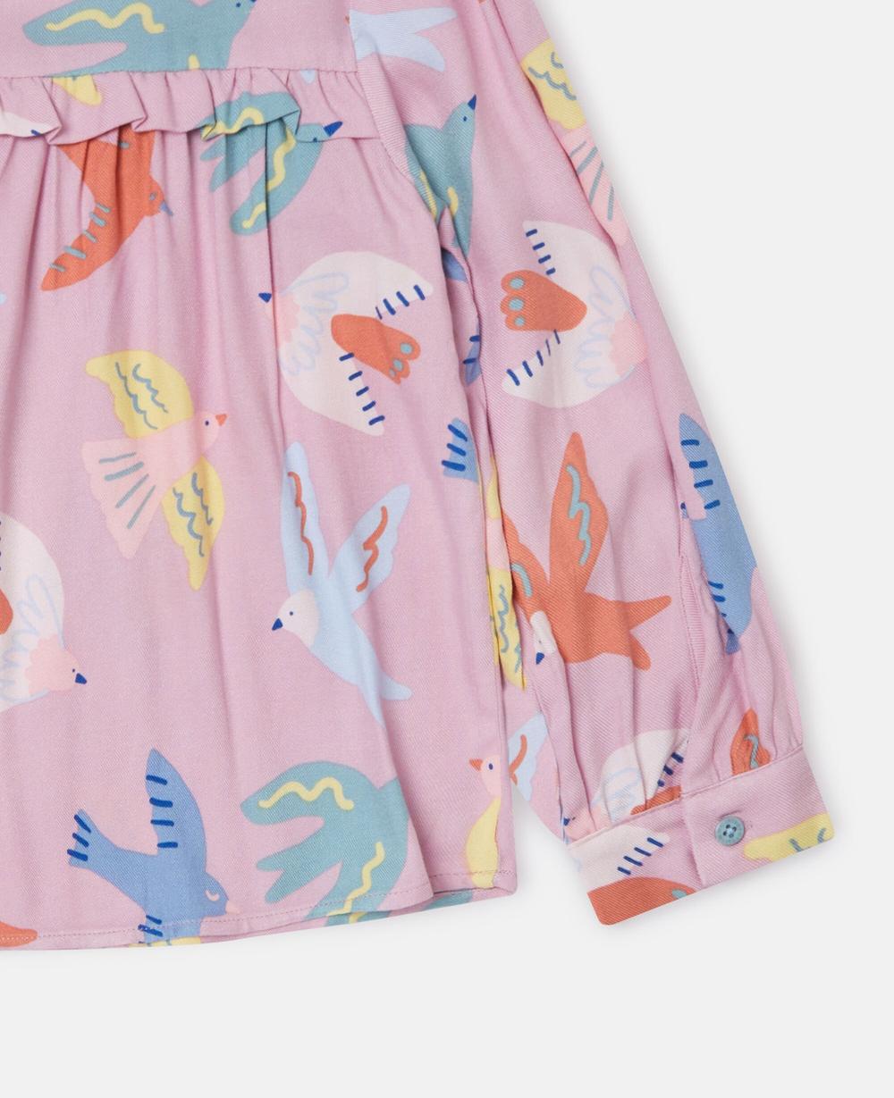 Stella Dove Print Pleated Long-Sleeve Top