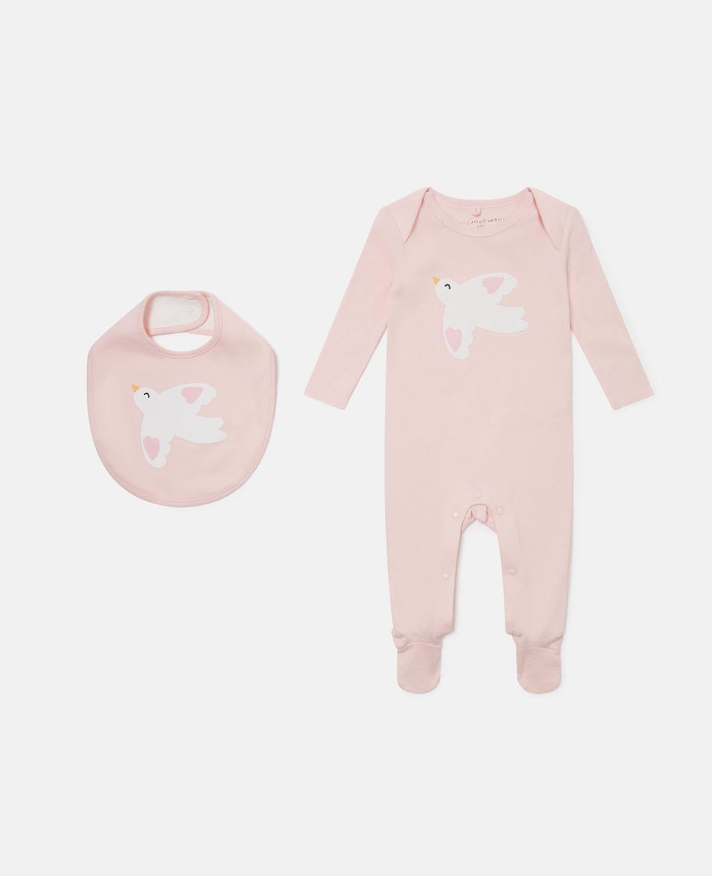 stella Dove Printed Bib and Romper Set