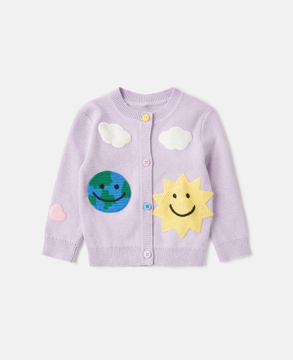 stella Earth Friends Graphic Embroidered Cardigan
