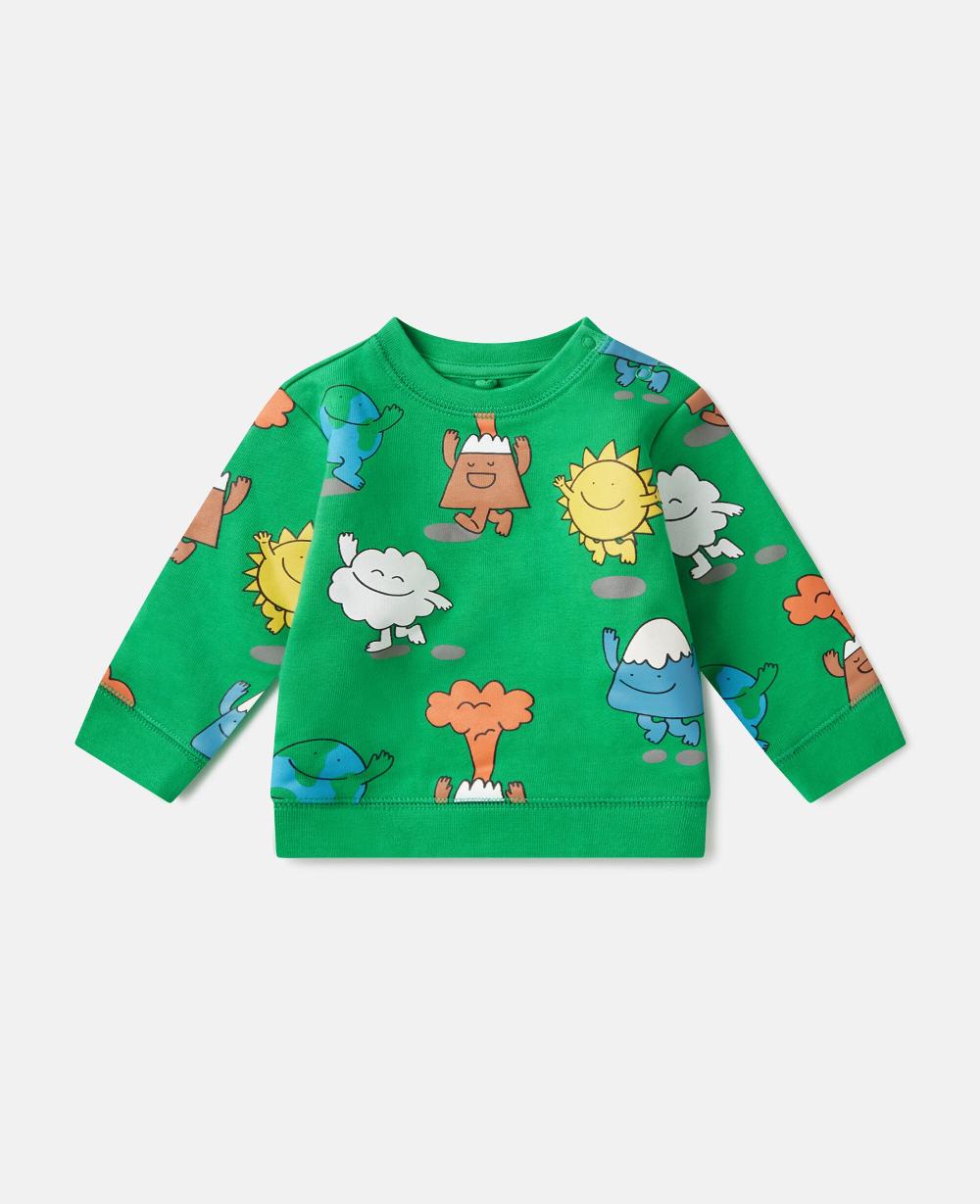 stella Earth Friends Print Crewneck Sweatshirt