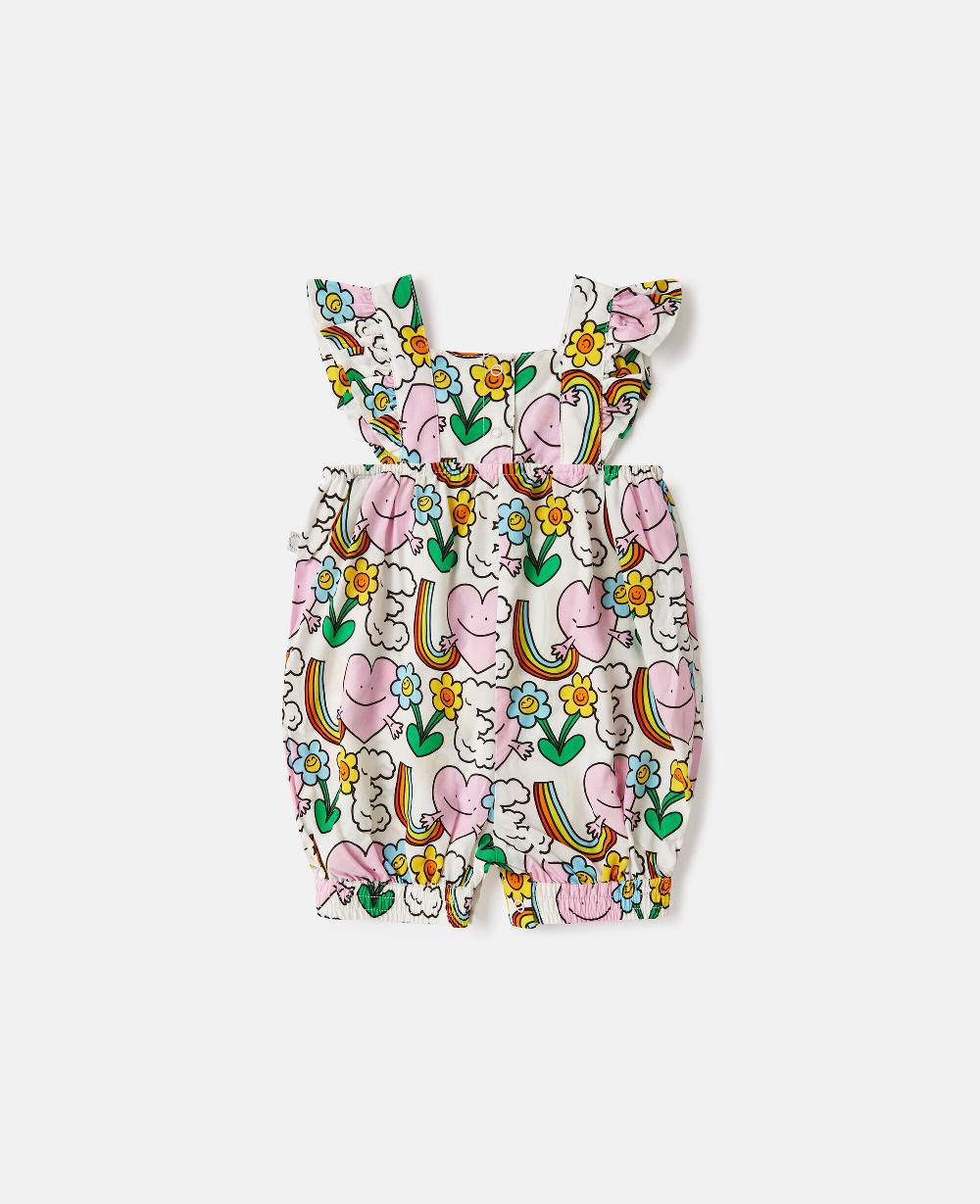 stella Earth Friends Print Frilled Strap Romper