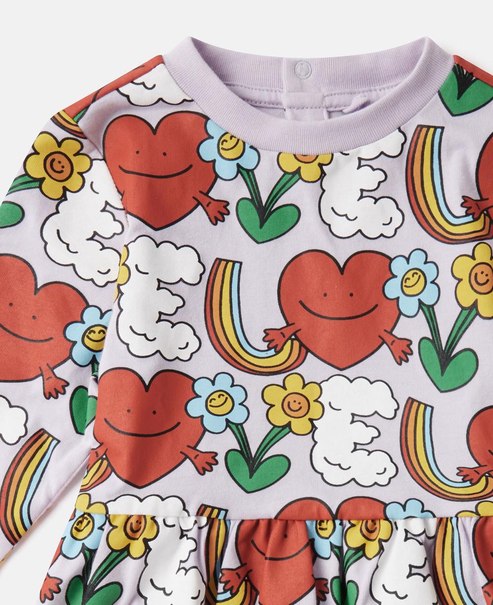 Stella Earth Friends Print Long-Sleeve Dress