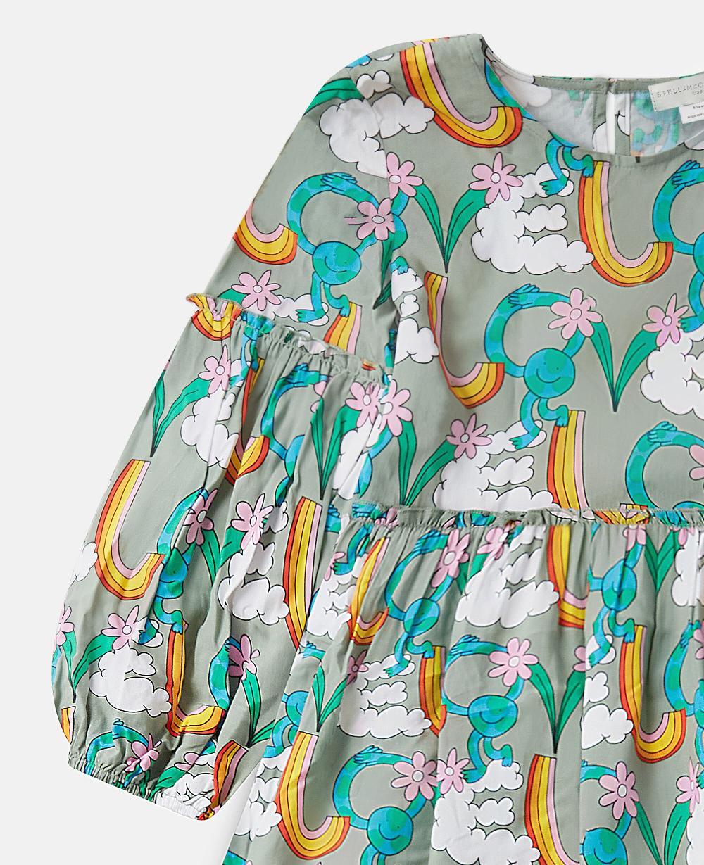 Stella Earth Friends Print Long-Sleeve Dress