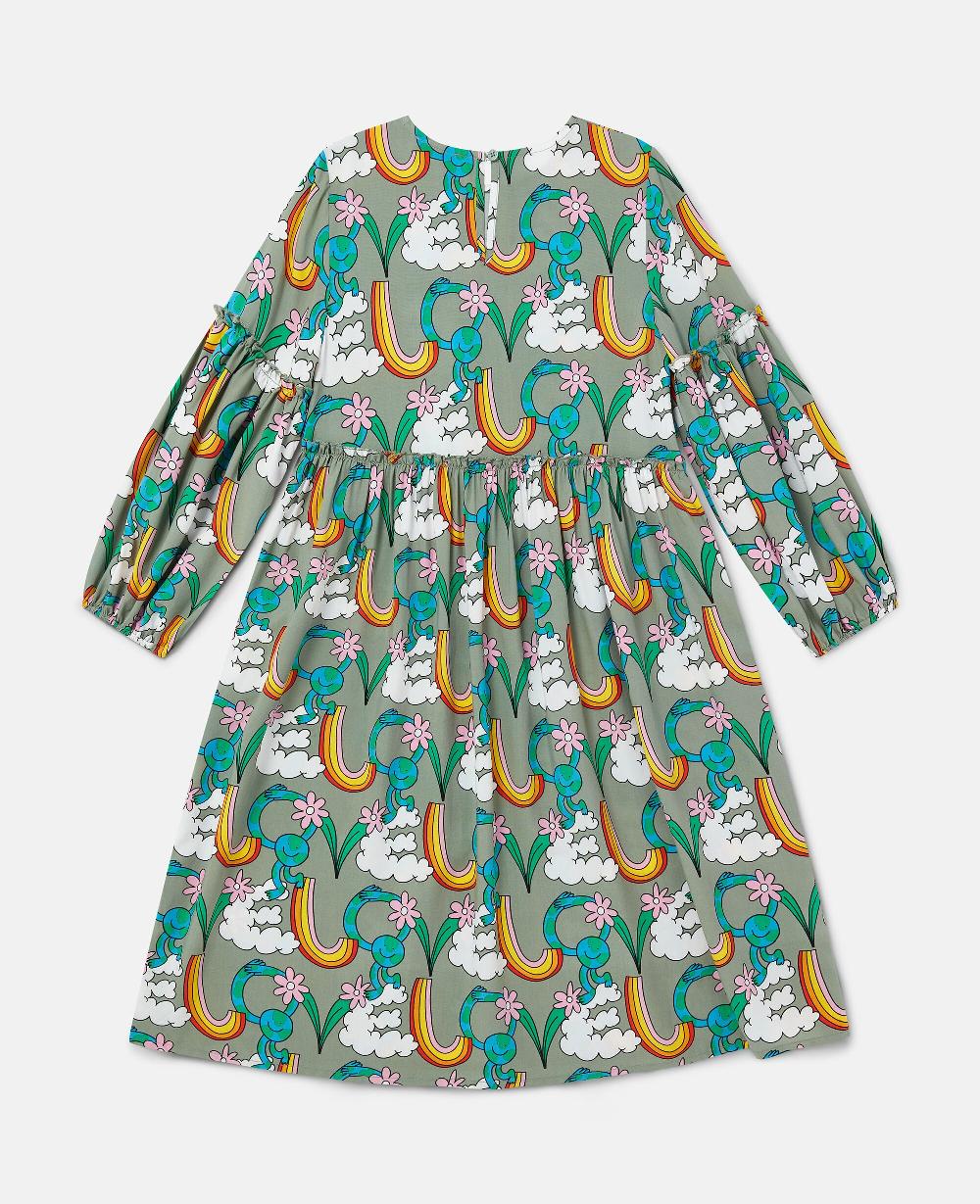 Stella Earth Friends Print Long-Sleeve Dress