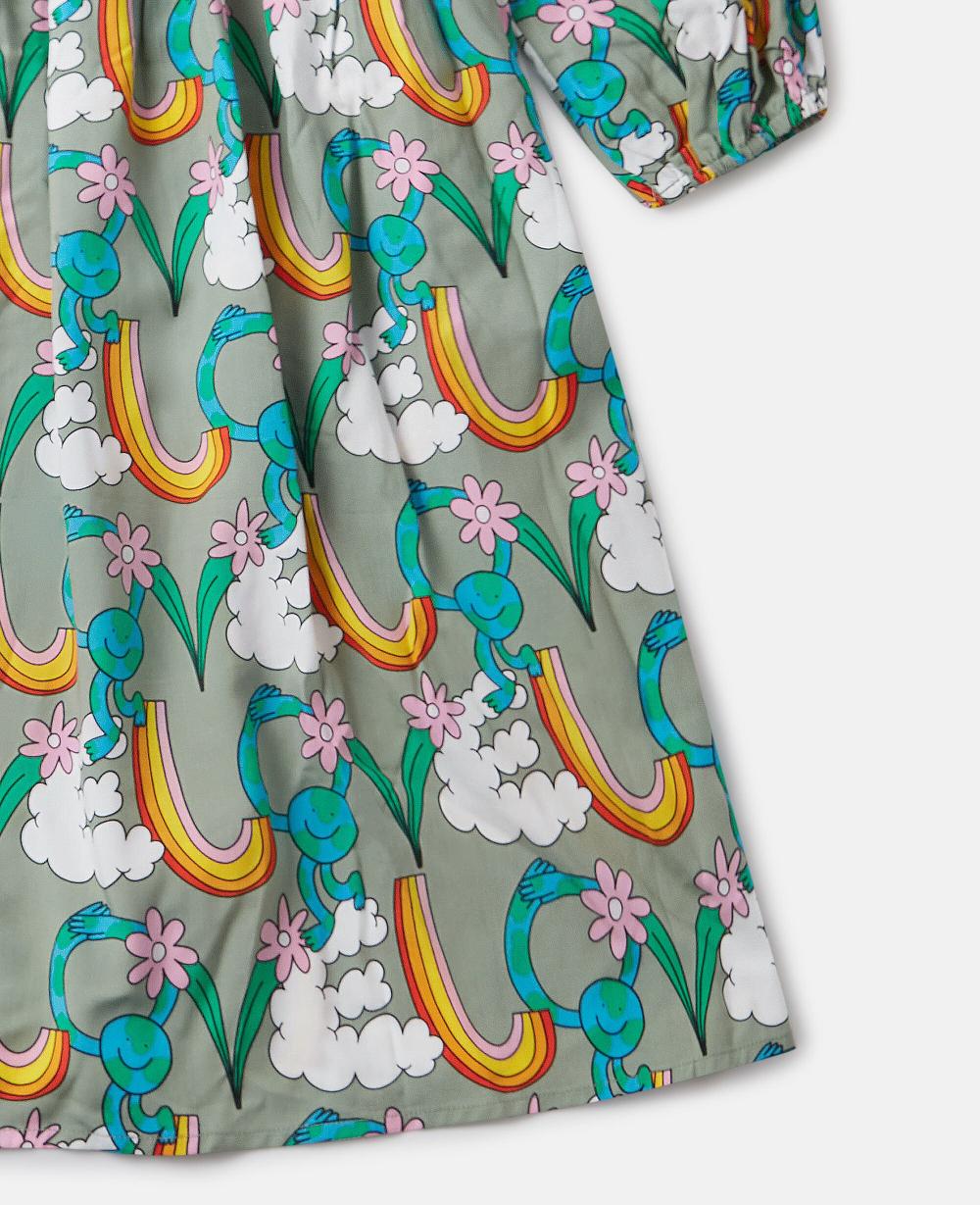 Stella Earth Friends Print Long-Sleeve Dress