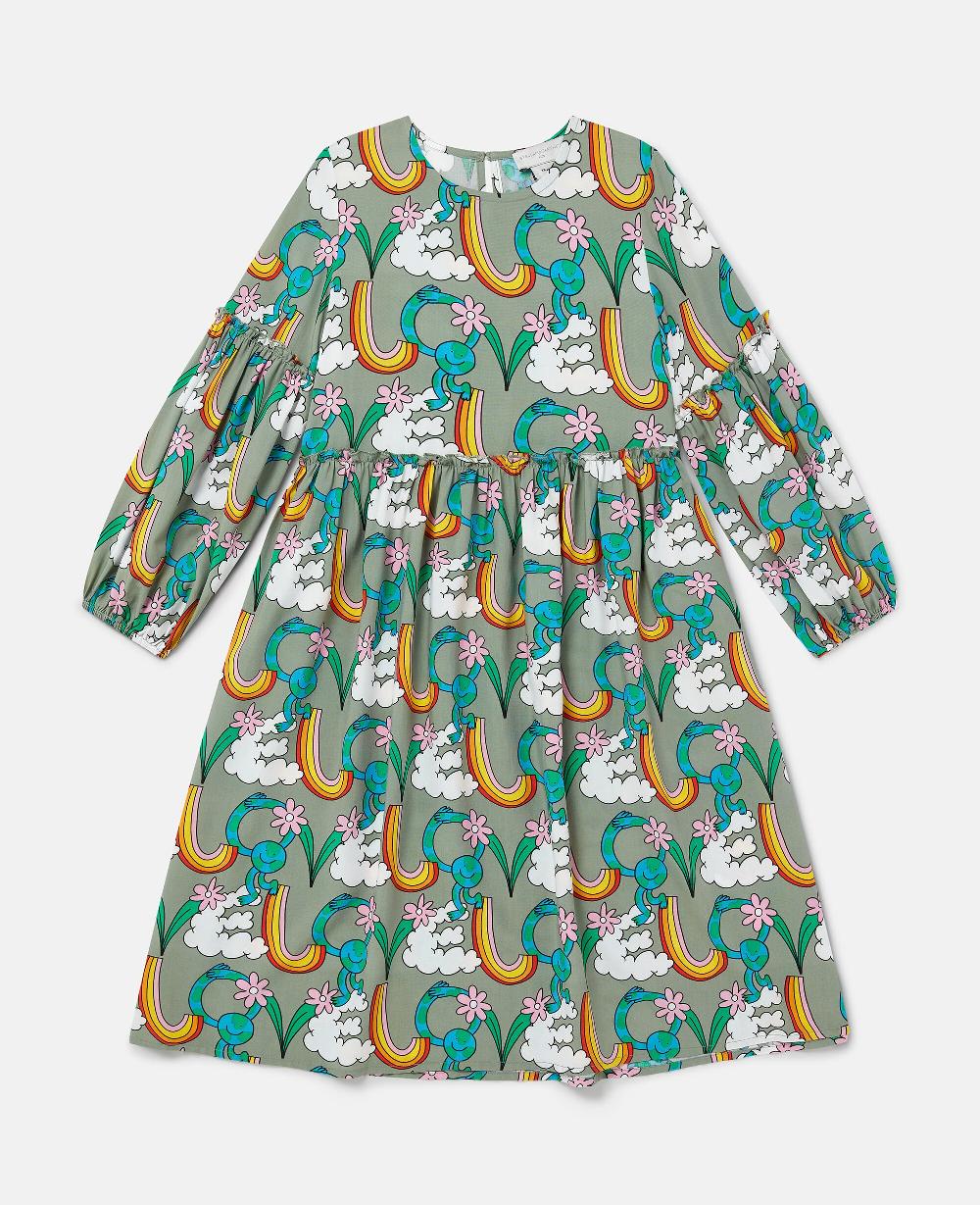 stella Earth Friends Print Long-Sleeve Dress