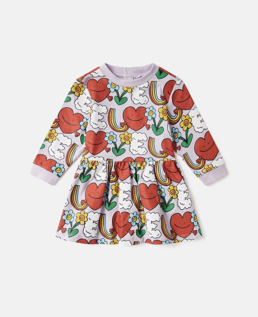stella Earth Friends Print Long-Sleeve Dress