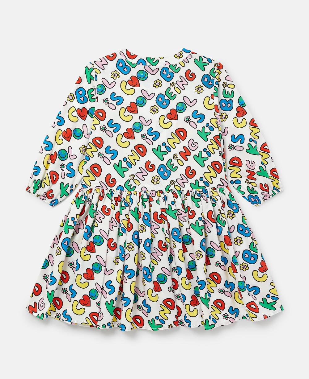 Stella Earth Friends Text Print Long-Sleeve Dress