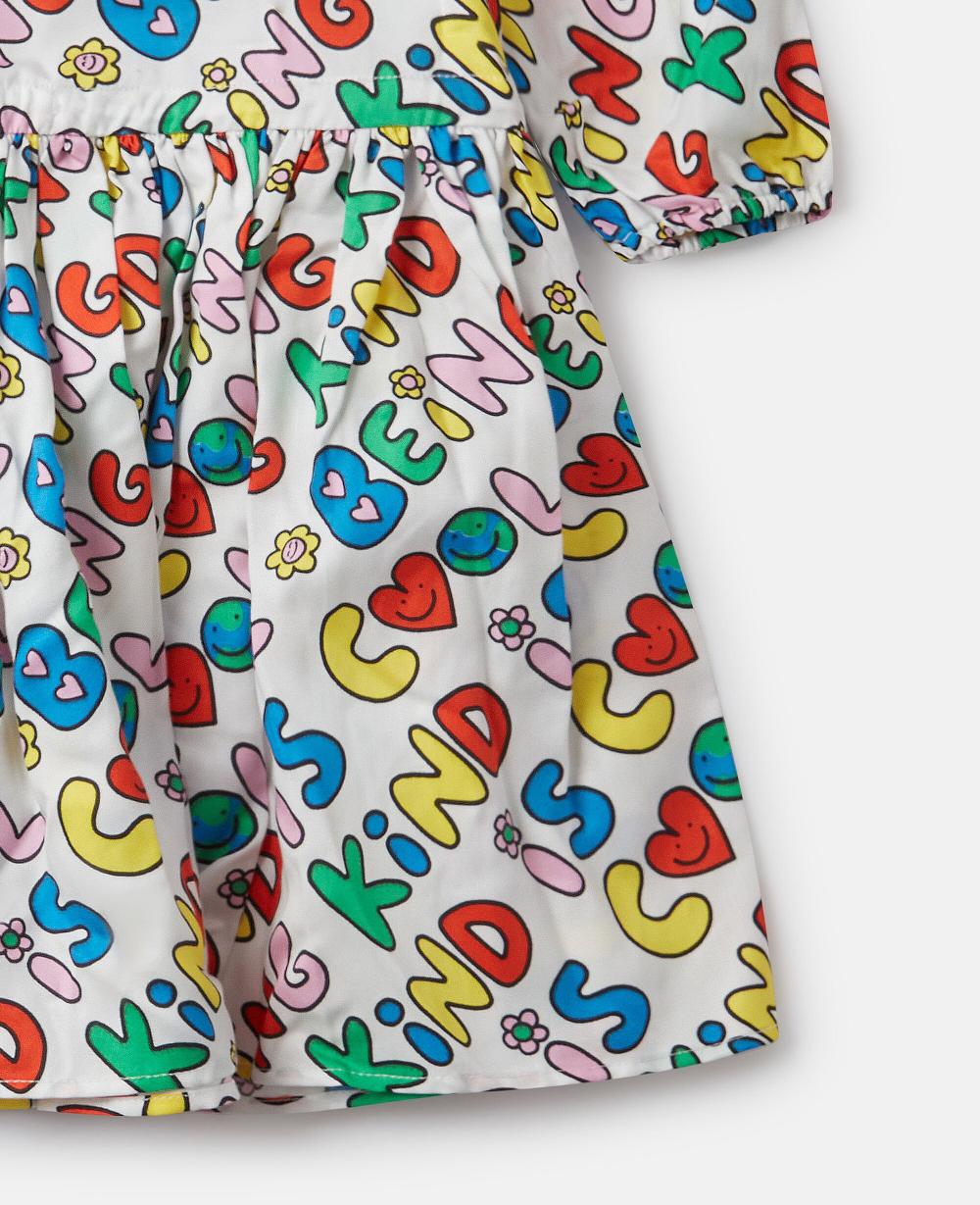 Stella Earth Friends Text Print Long-Sleeve Dress