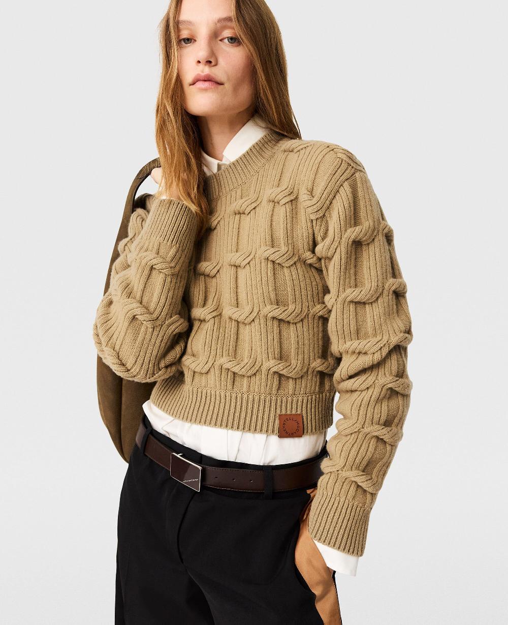 stella Falabella Cable-Knit Crewneck Jumper