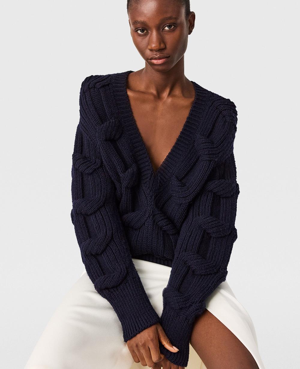 Stella Falabella Cable-Knit V-Neck Jumper