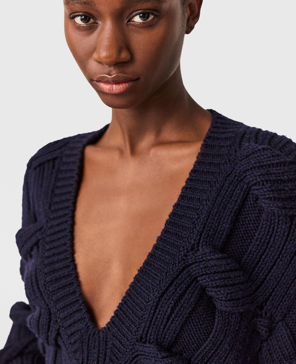 Stella Falabella Cable-Knit V-Neck Jumper