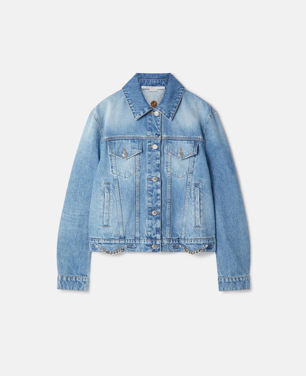 stella Falabella Chain Light Wash Denim Jacket