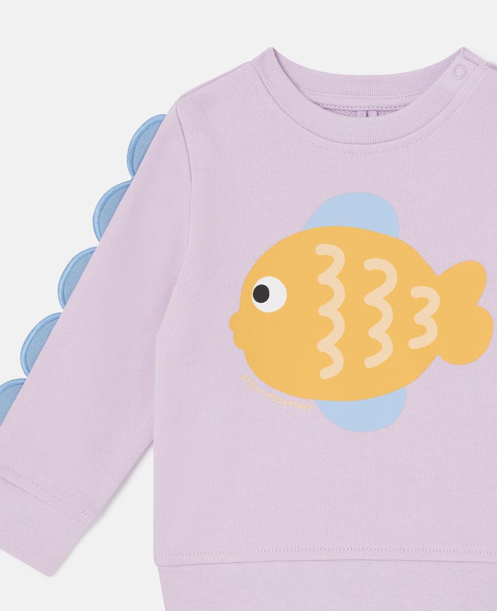 Stella Fish Graphic Scallop Sleeve Sweatshirt
