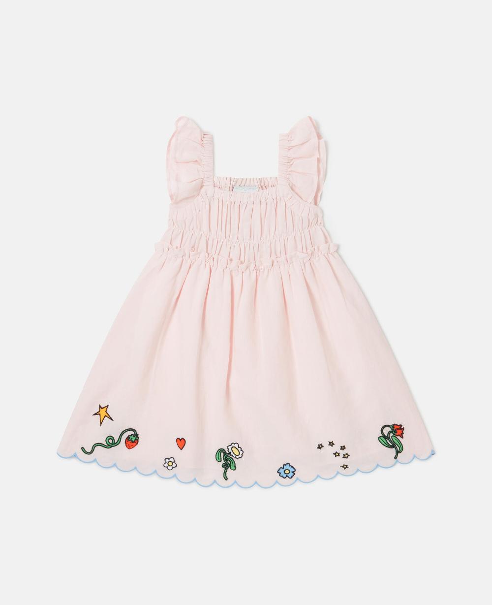 stella Floral Embroidered Linen-Blend Dress