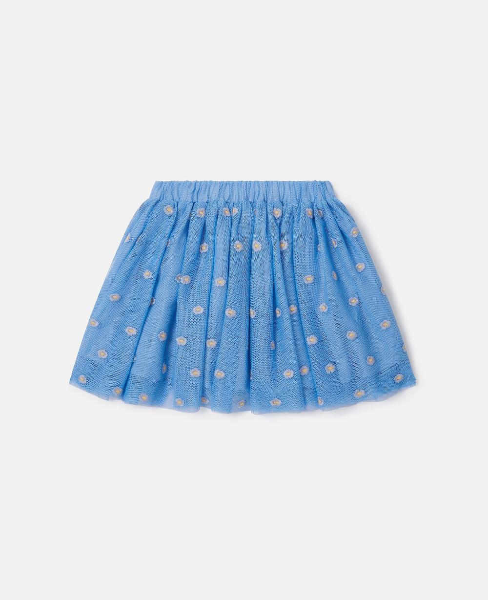 Stella Floral-Embroidered Tulle Skirt