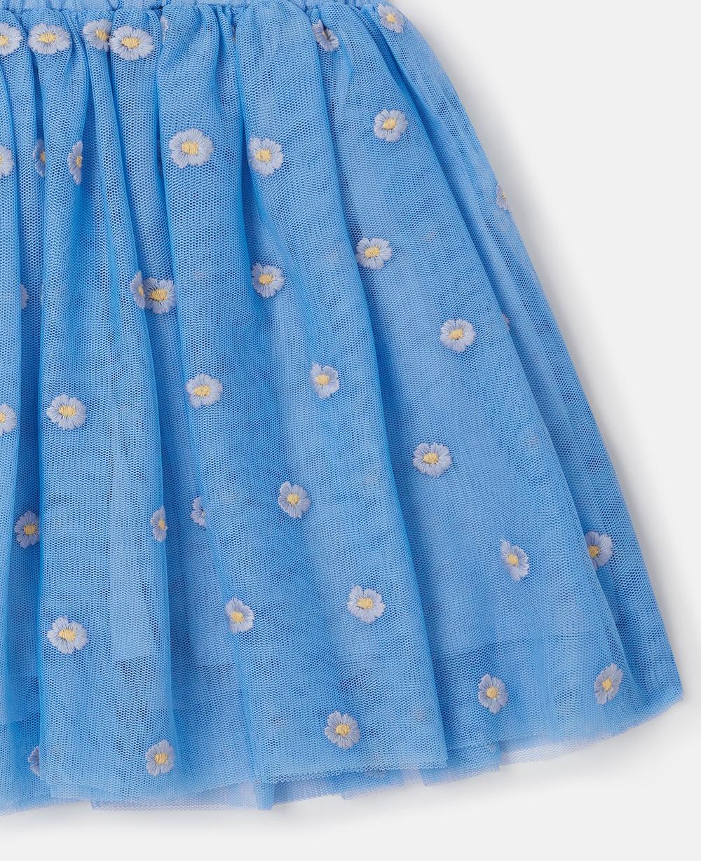Stella Floral-Embroidered Tulle Skirt