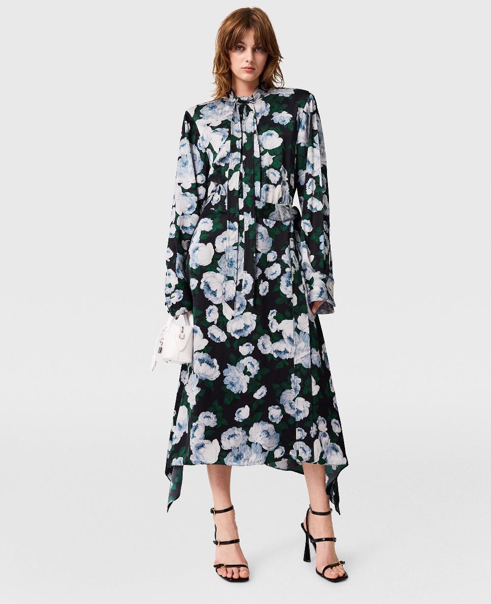 Stella Floral Long-Sleeve Mesh Midi Dress