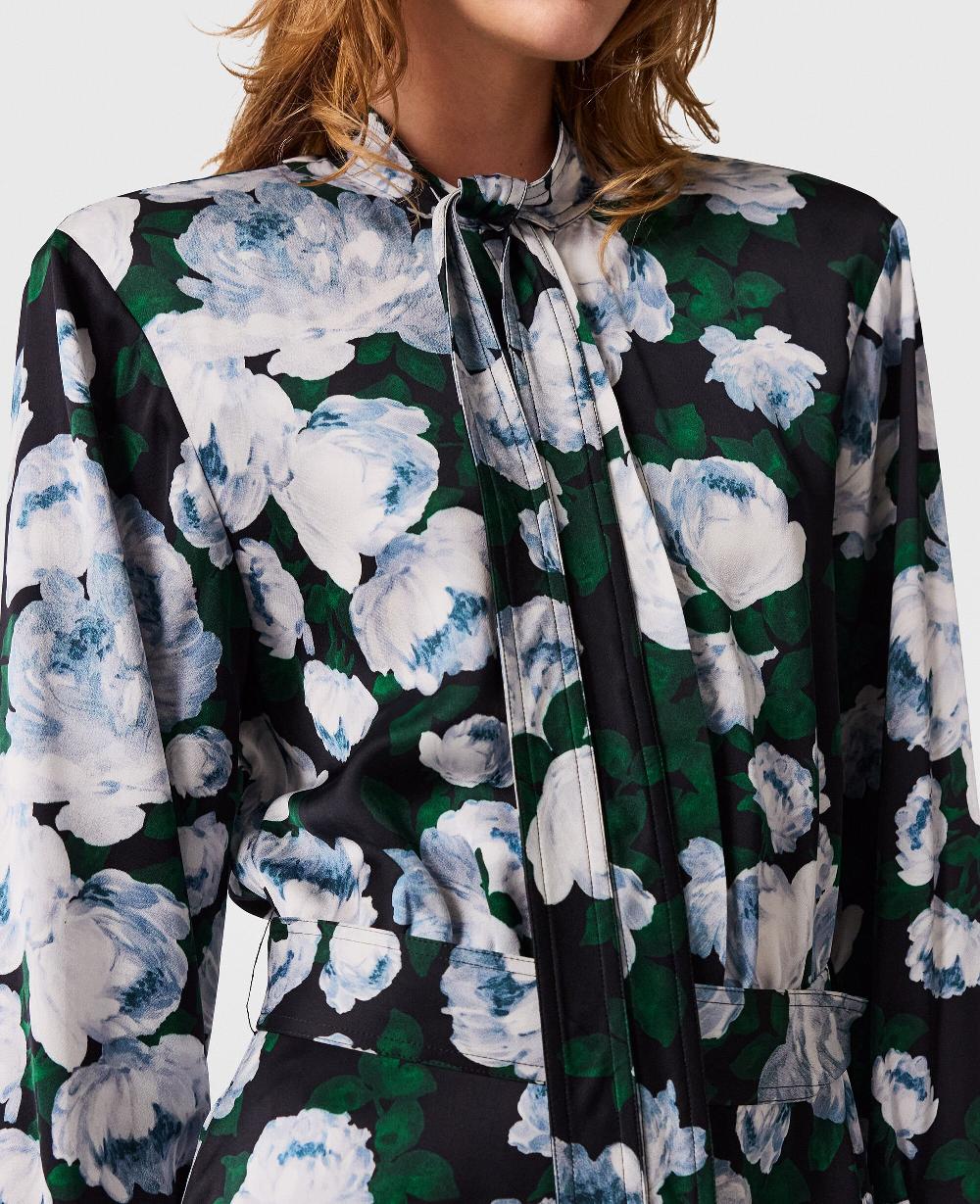 Stella Floral Long-Sleeve Mesh Midi Dress