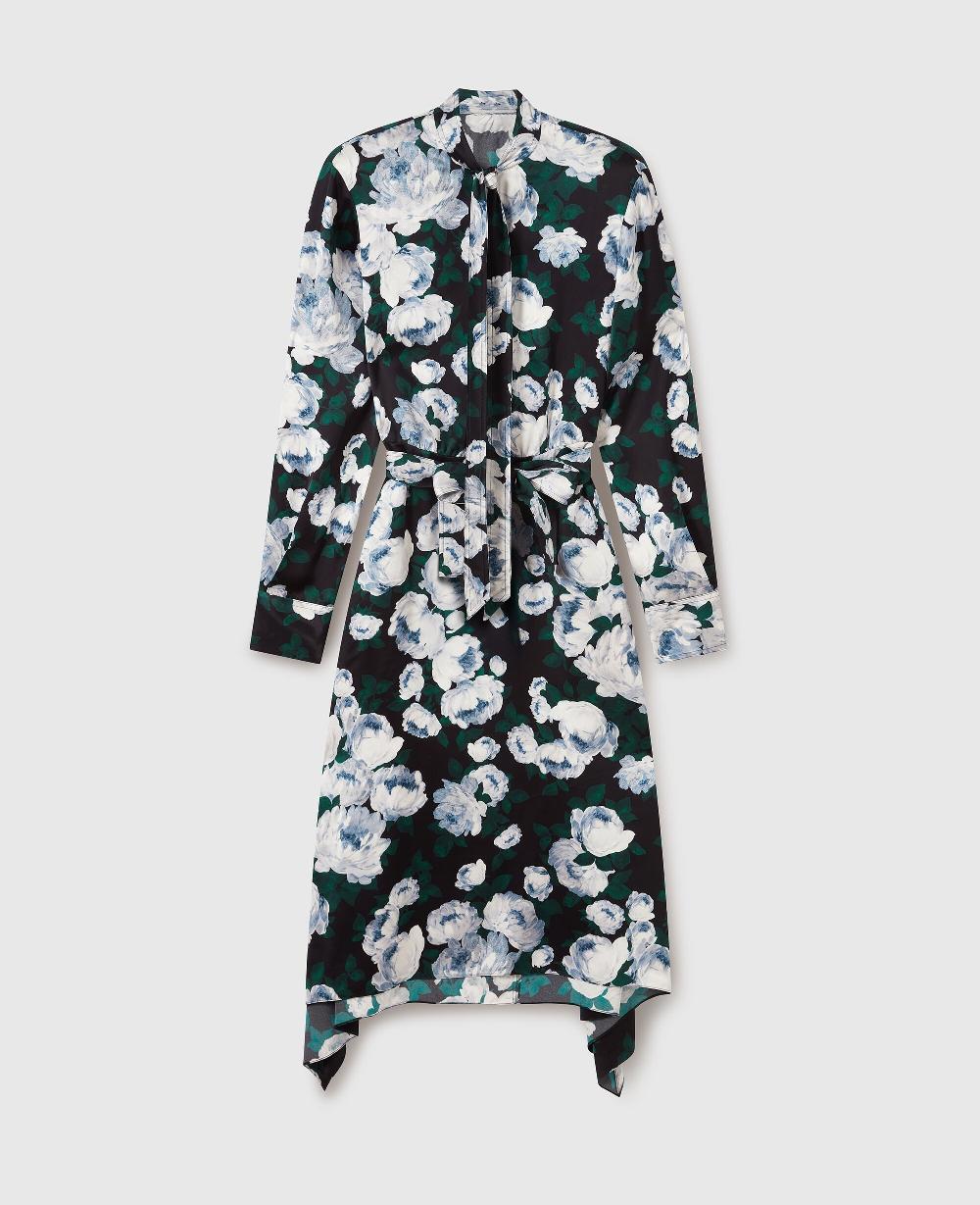 stella Floral Long-Sleeve Mesh Midi Dress