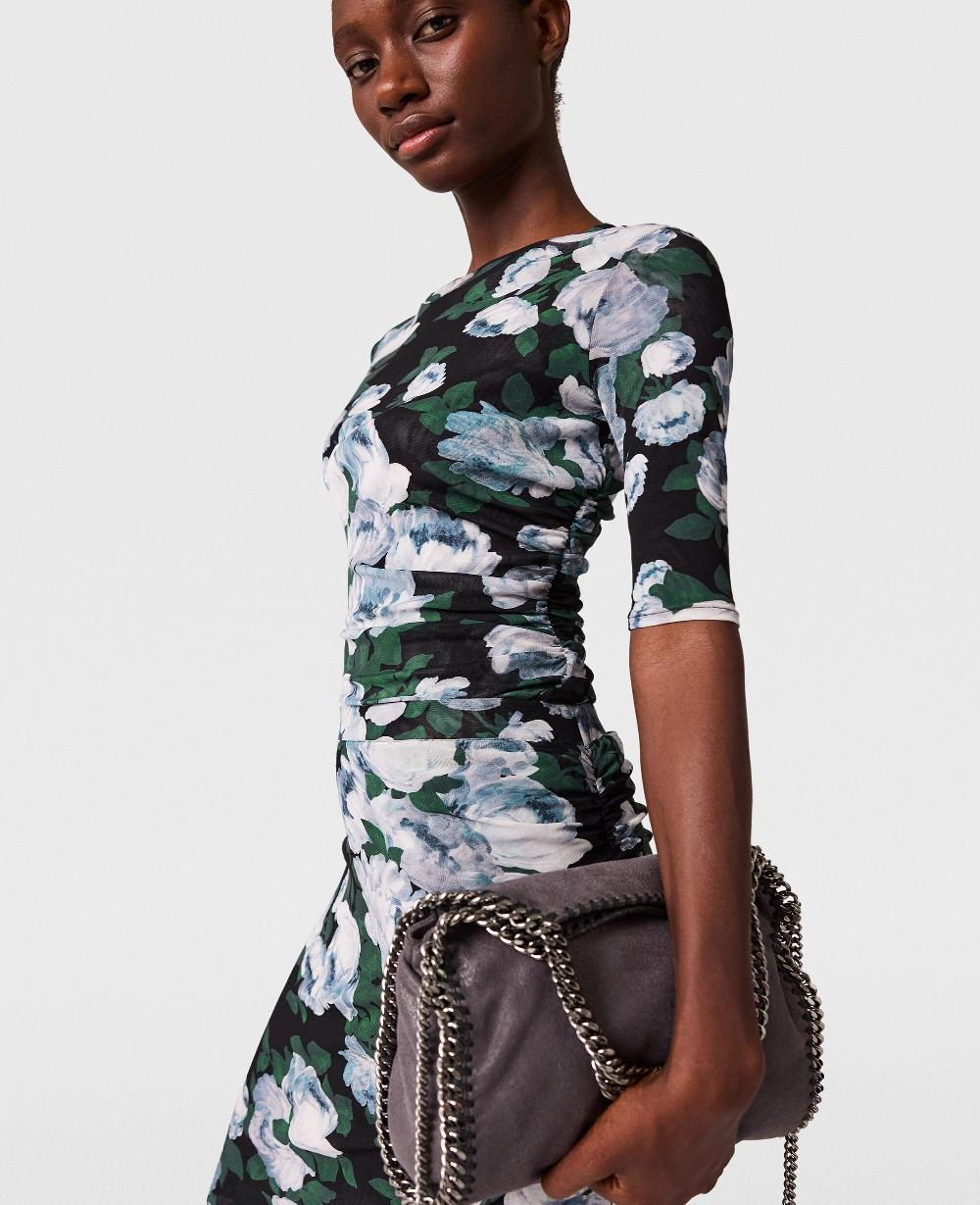 Stella Floral Three-Quarter-Sleeve Mesh Top