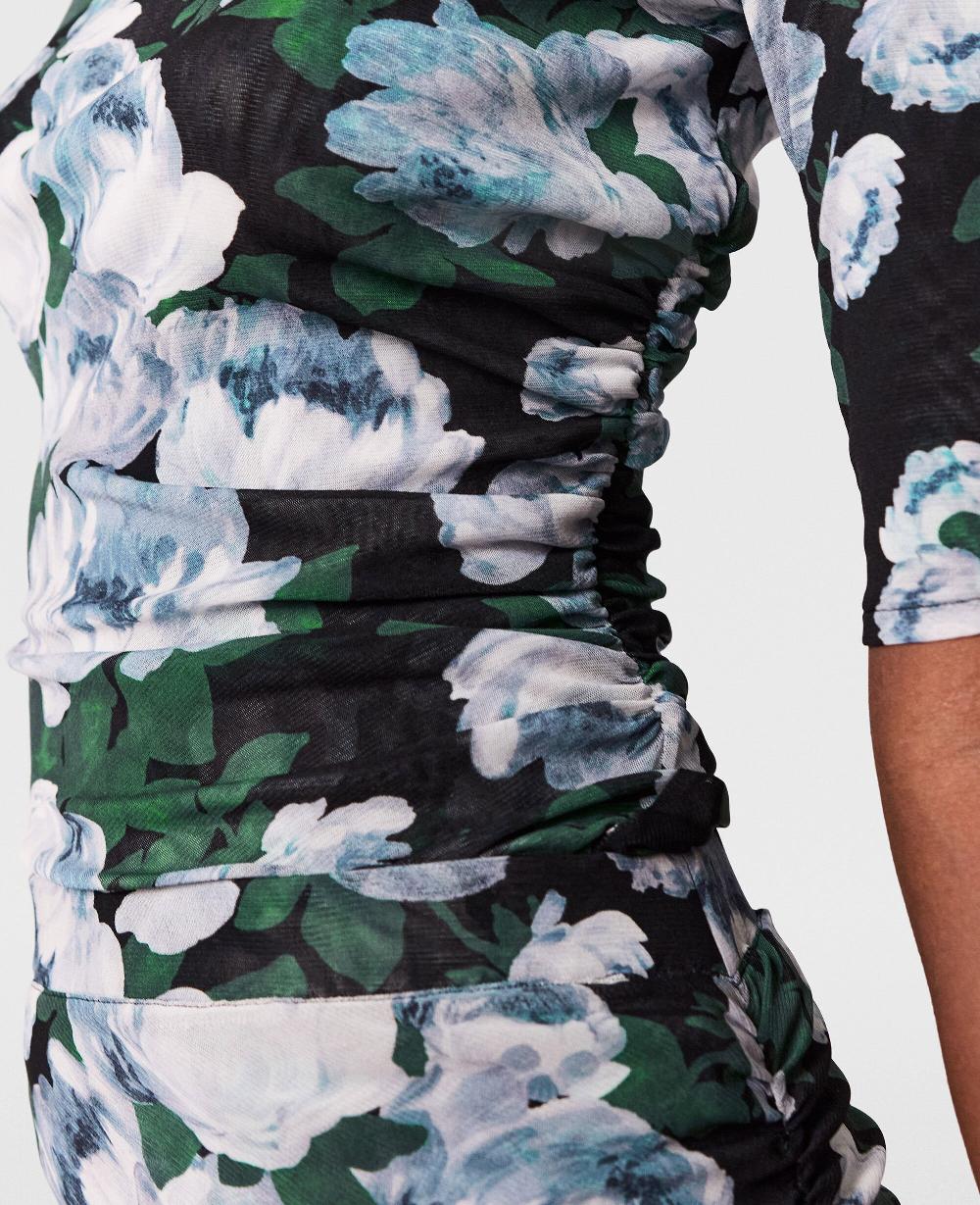 Stella Floral Three-Quarter-Sleeve Mesh Top