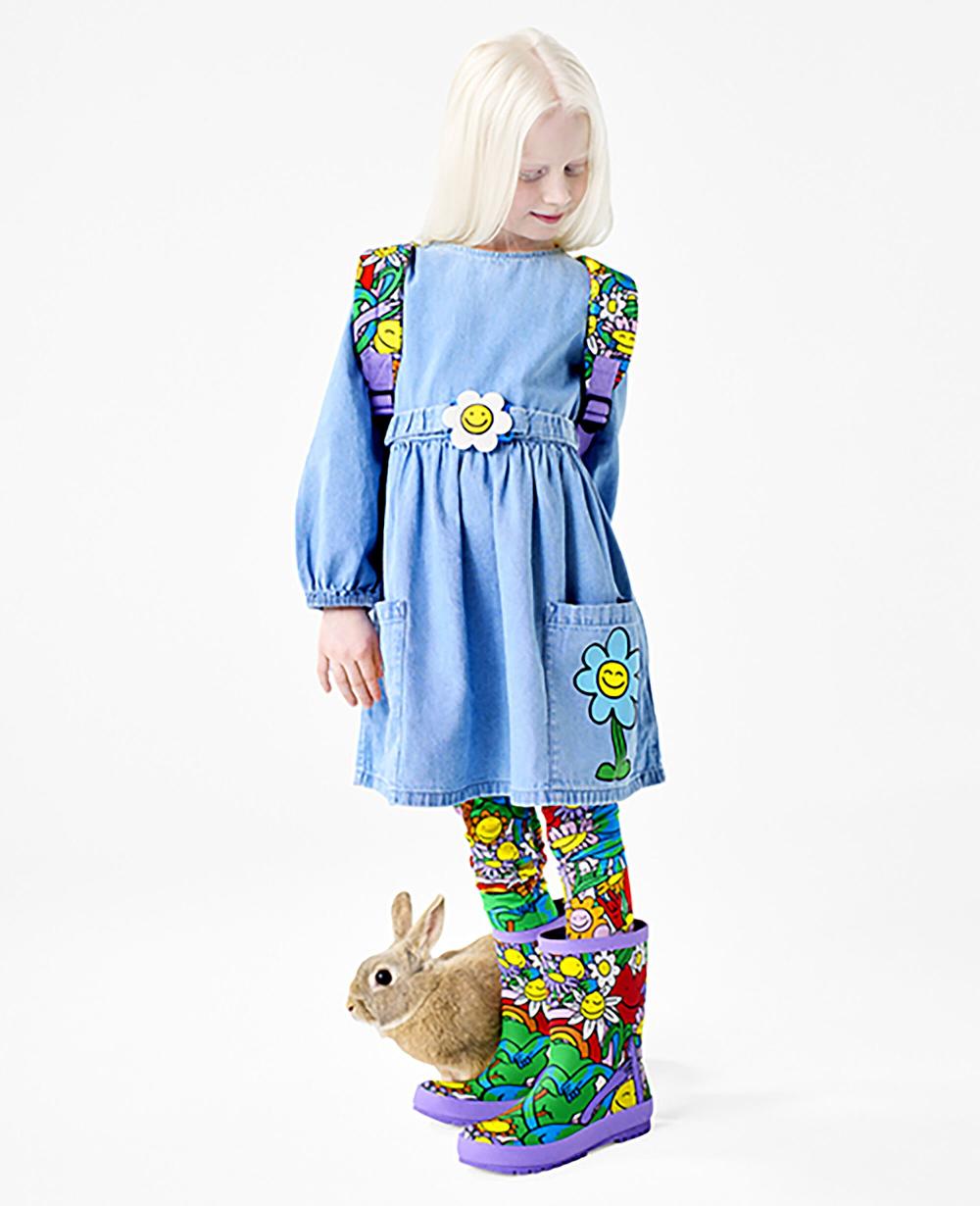 Stella Flower Graphic Buckle Long-Sleeve Dress