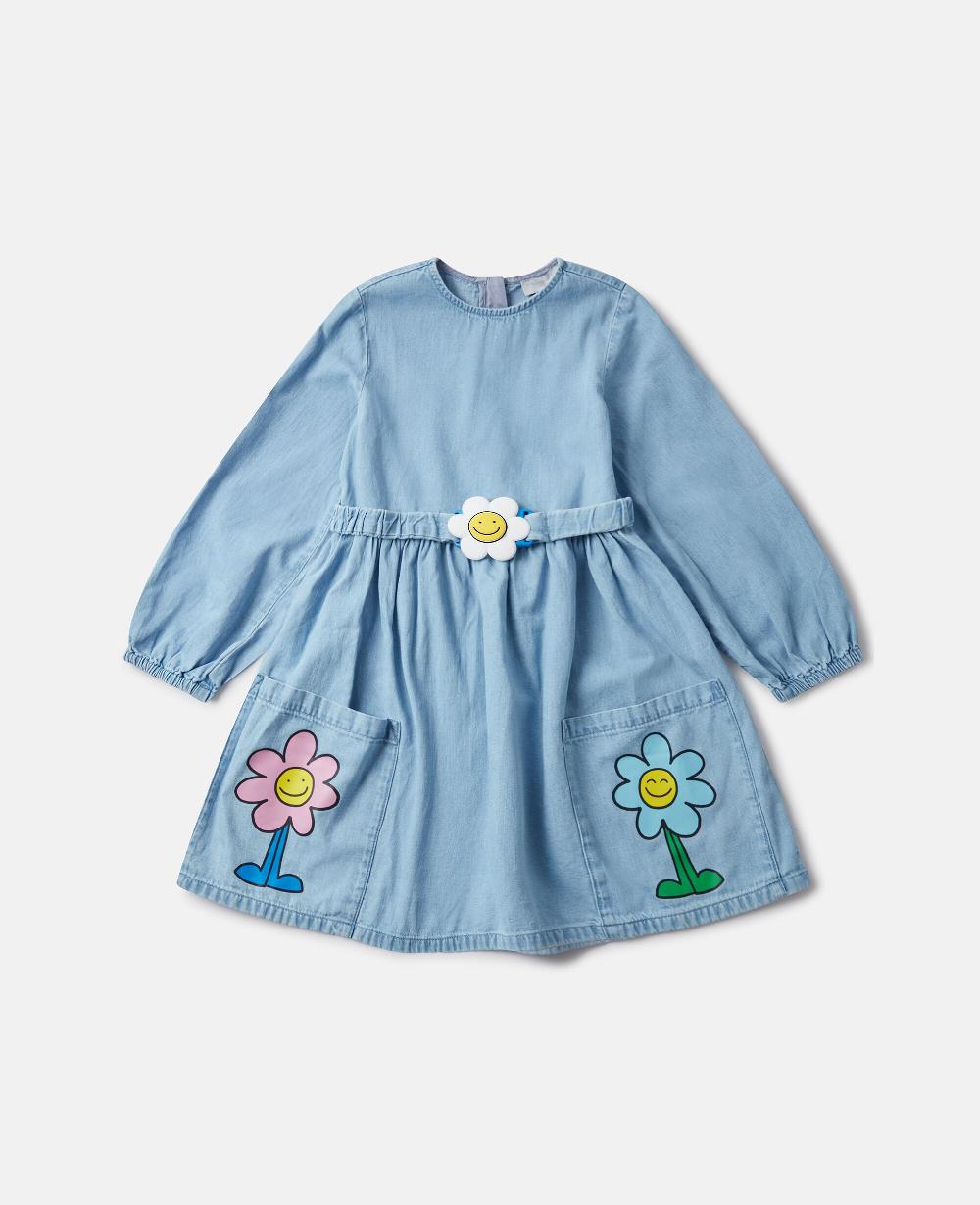 stella Flower Graphic Buckle Long-Sleeve Dress