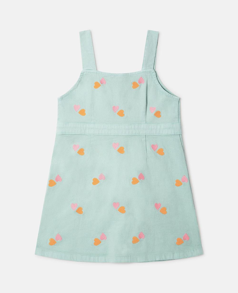 Stella Heart-Embroidered Gabardine Dress