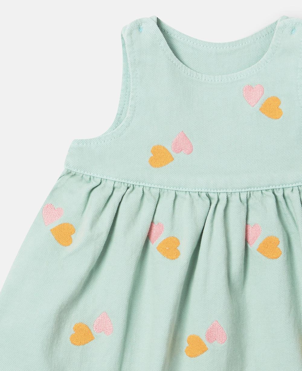 Stella Heart-Embroidered Gabardine Dress