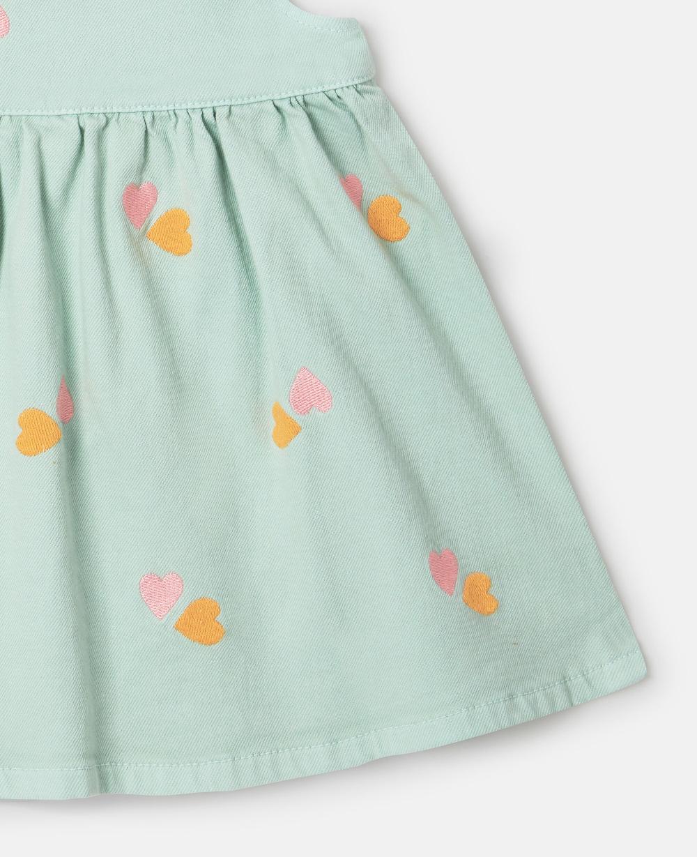 Stella Heart-Embroidered Gabardine Dress