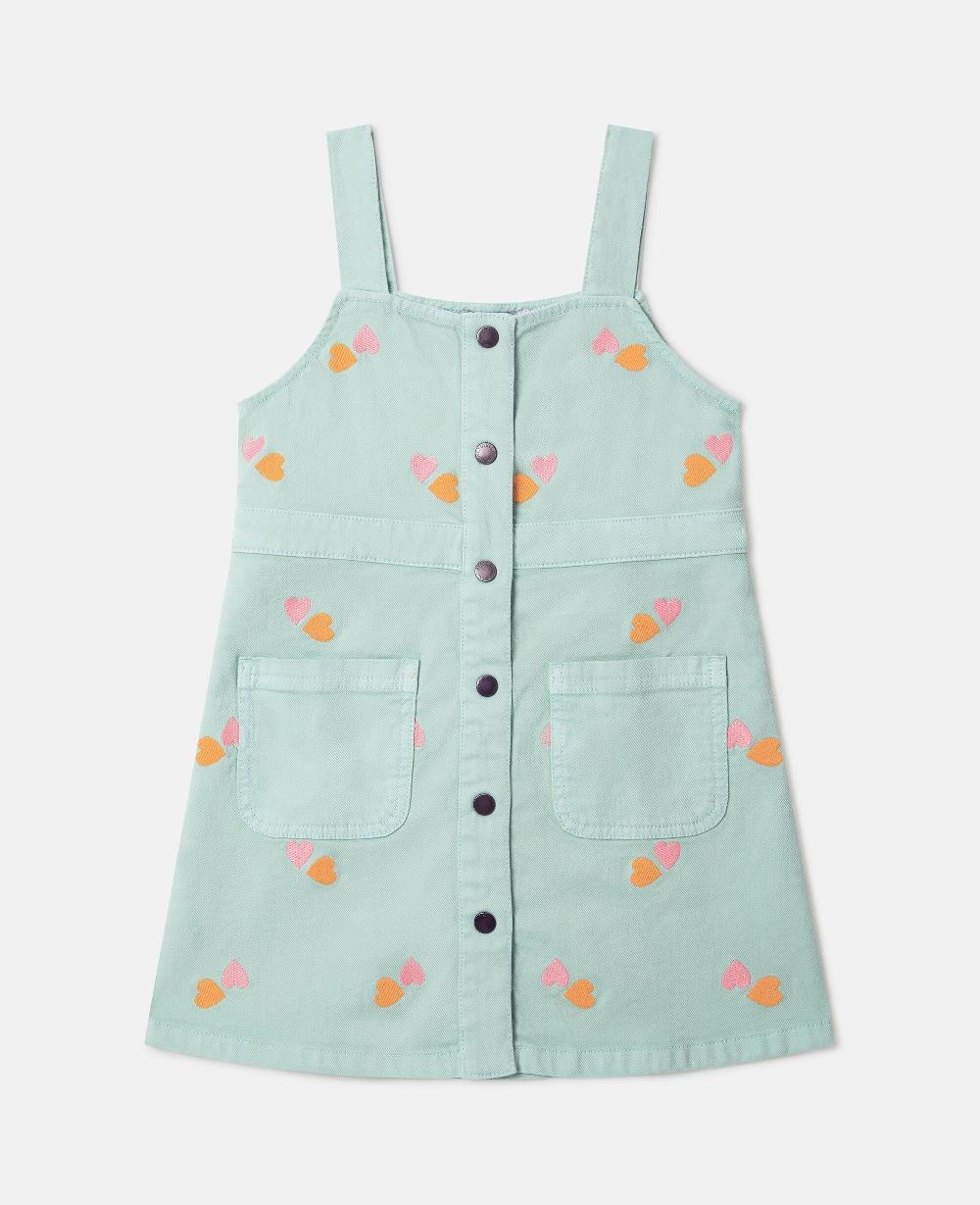stella Heart-Embroidered Gabardine Dress