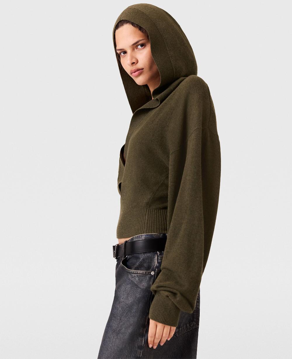 Stella Hooded Long-Sleeve Cropped Sweater