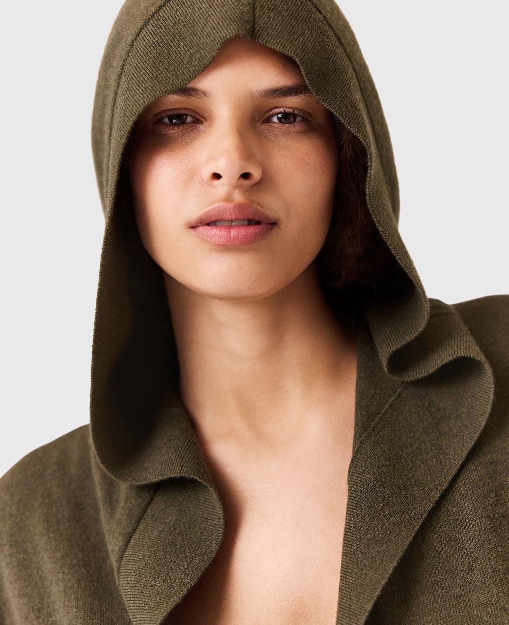 Stella Hooded Long-Sleeve Cropped Sweater