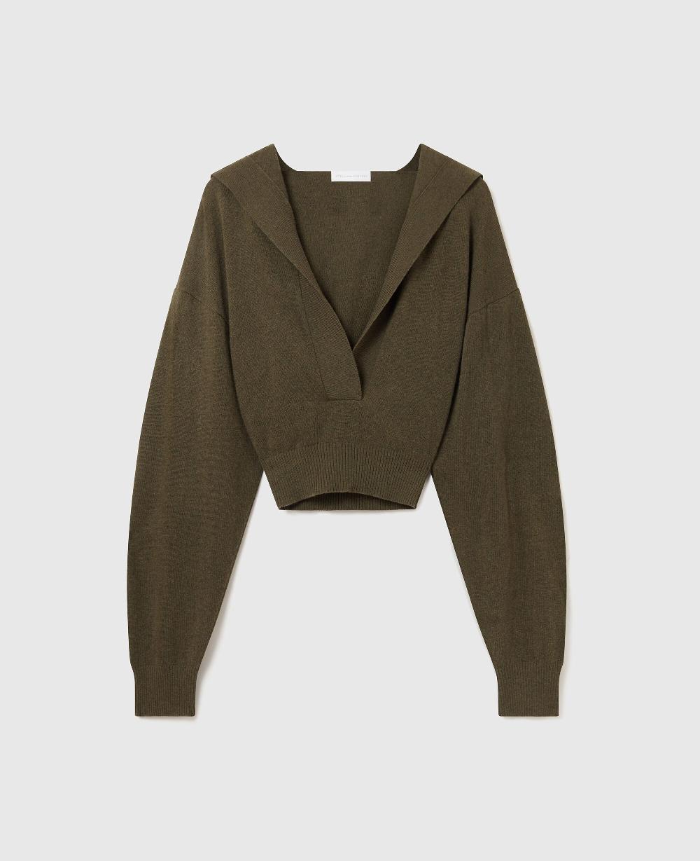 stella Hooded Long-Sleeve Cropped Sweater
