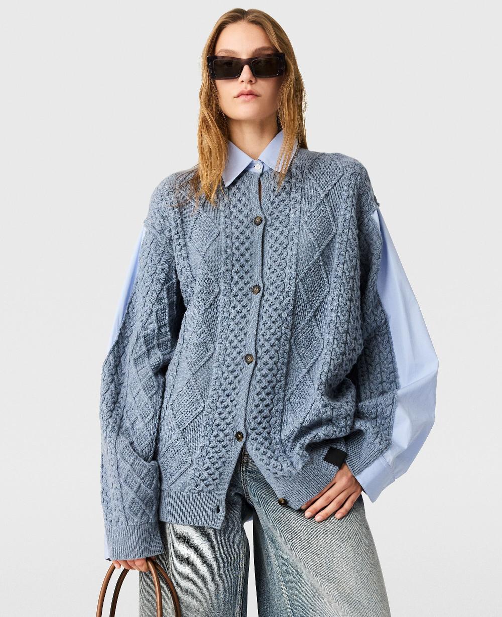 Stella Hybrid Knit Shirt Cardigan