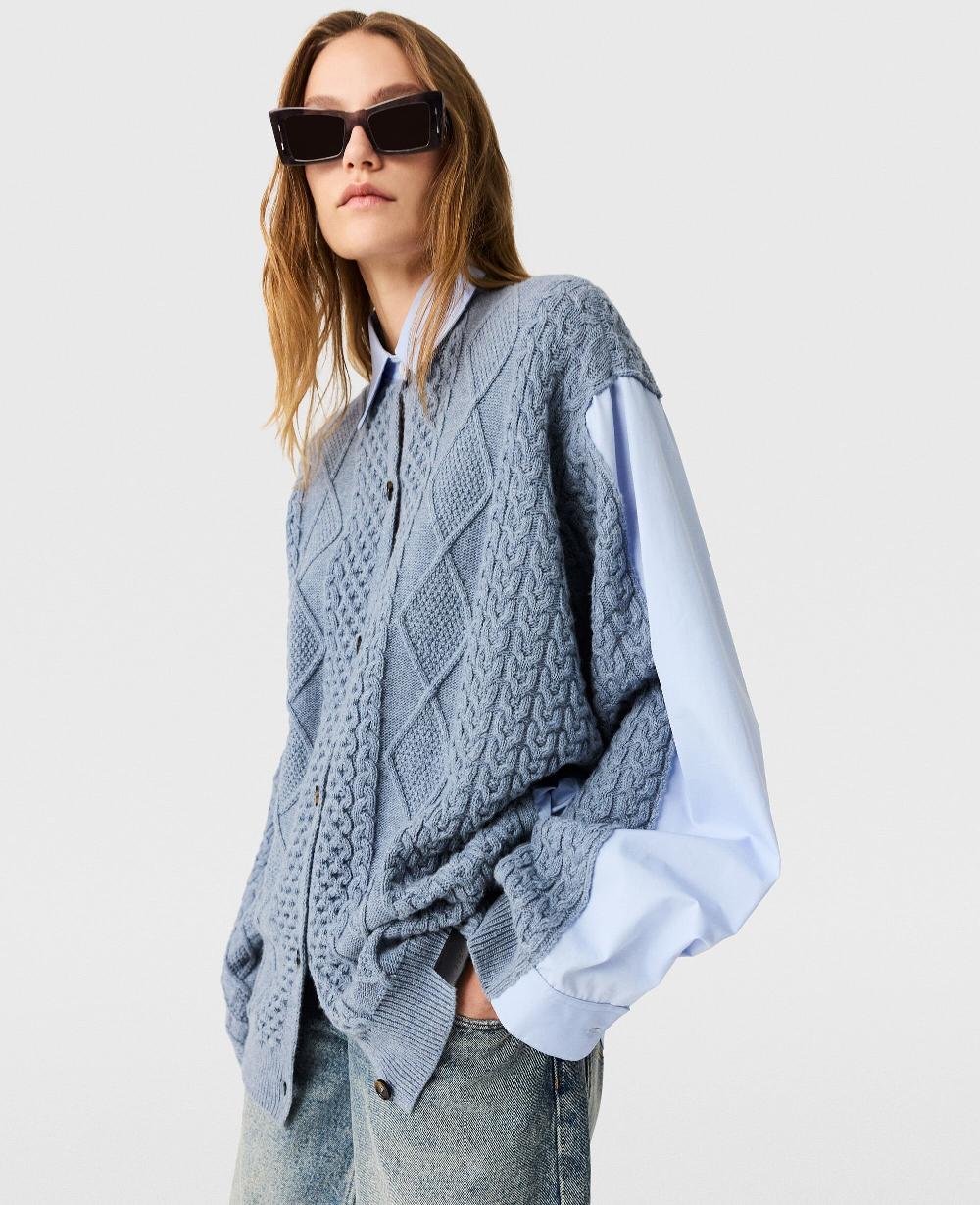 Stella Hybrid Knit Shirt Cardigan