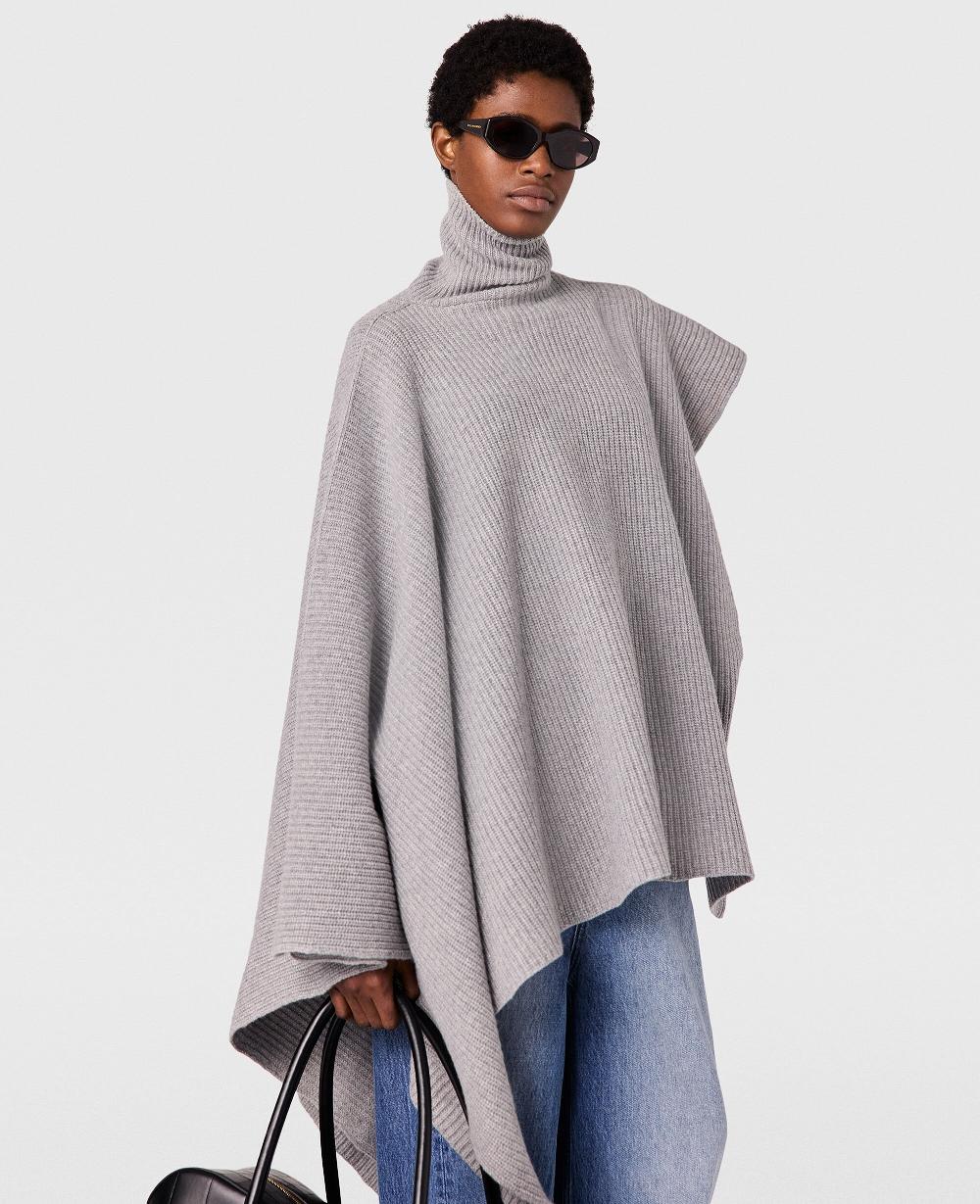Stella Knit Asymmetric Turtleneck Poncho