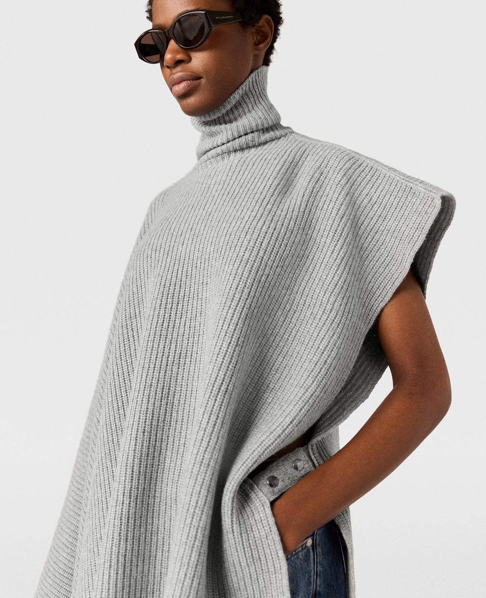 Stella Knit Asymmetric Turtleneck Poncho