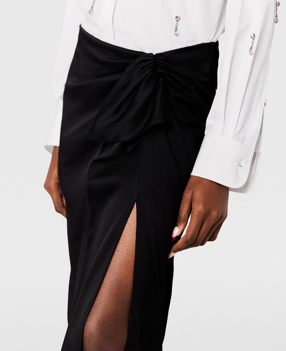 Stella Knotted Asymmetric Midi Skirt