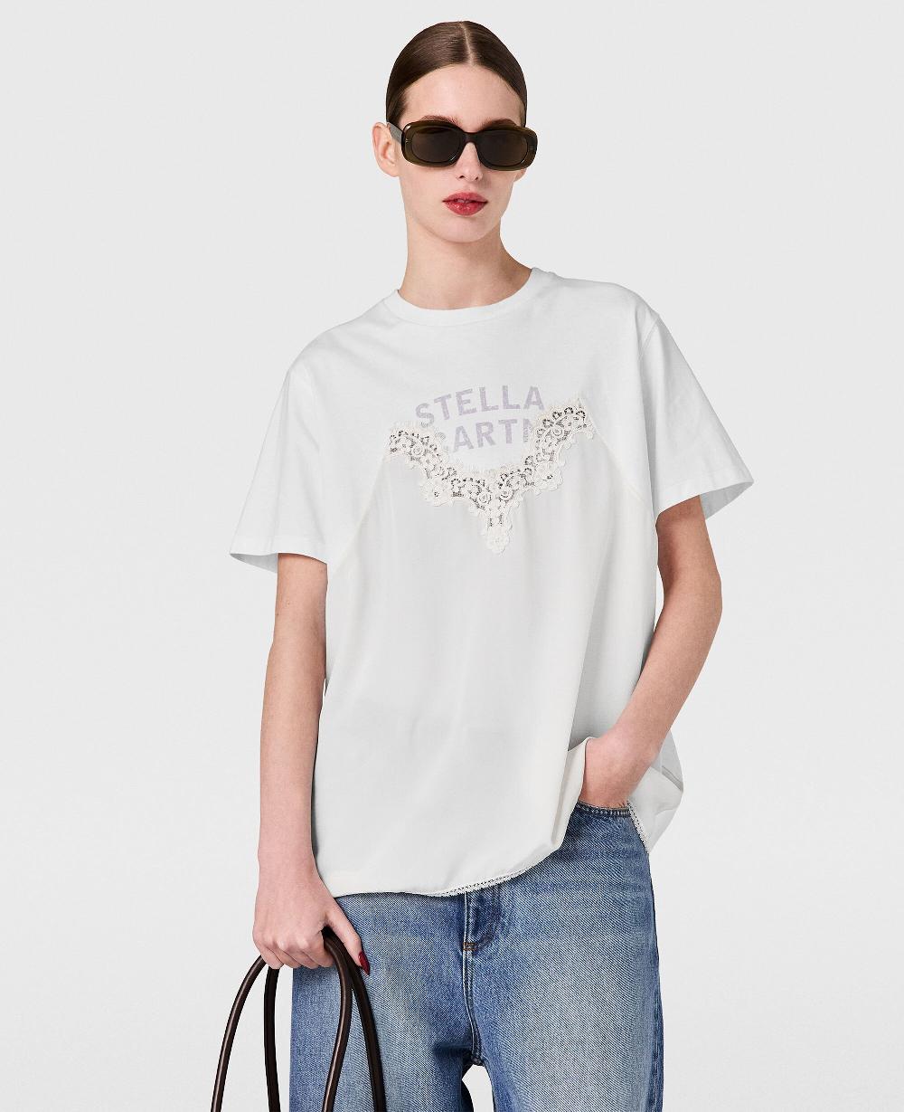 Stella Lace-Insert Graphic Boxy T-Shirt