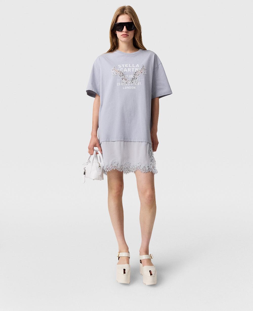 Stella Lace-Insert Graphic T-Shirt Dress