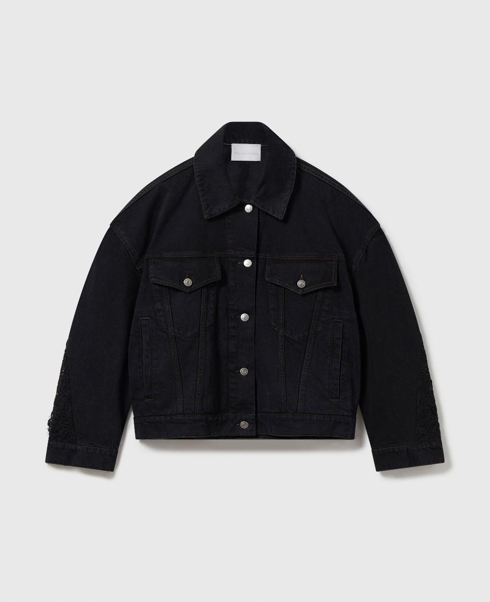 stella Lace-Insert Paneled Denim Jacket