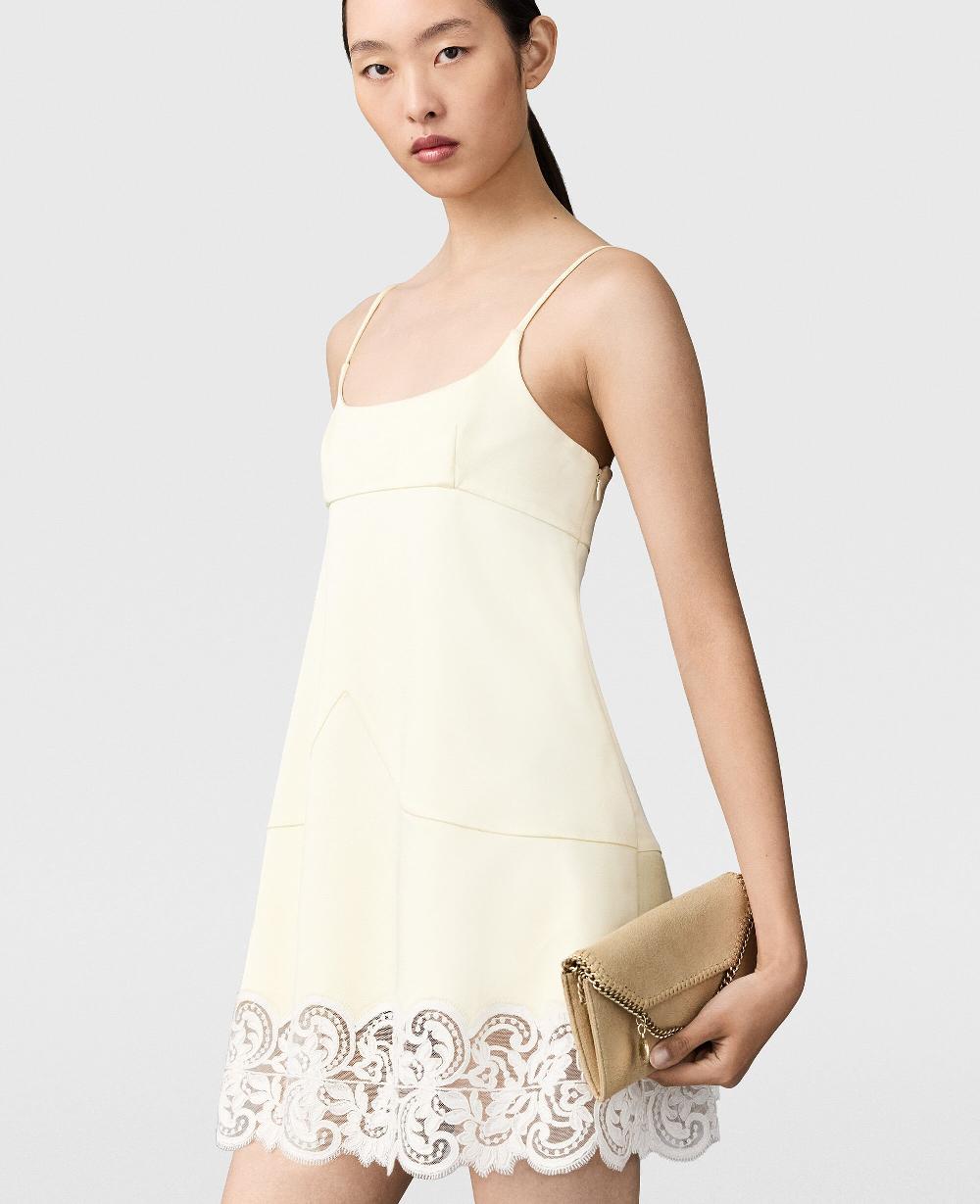 Stella Lace-Trim Satin Mini Dress