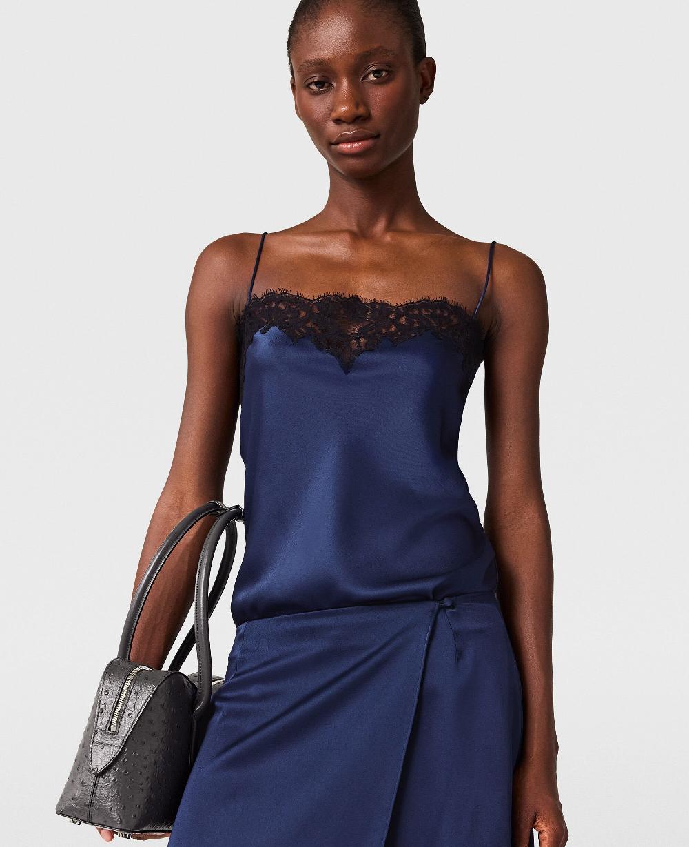 Stella Lace-Trim Satin Top