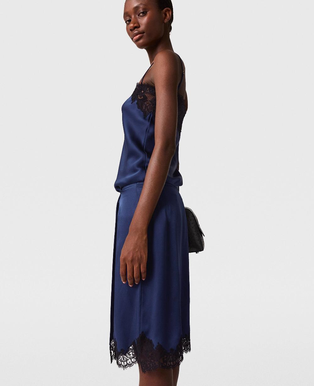 Stella Lace-Trim Satin Top